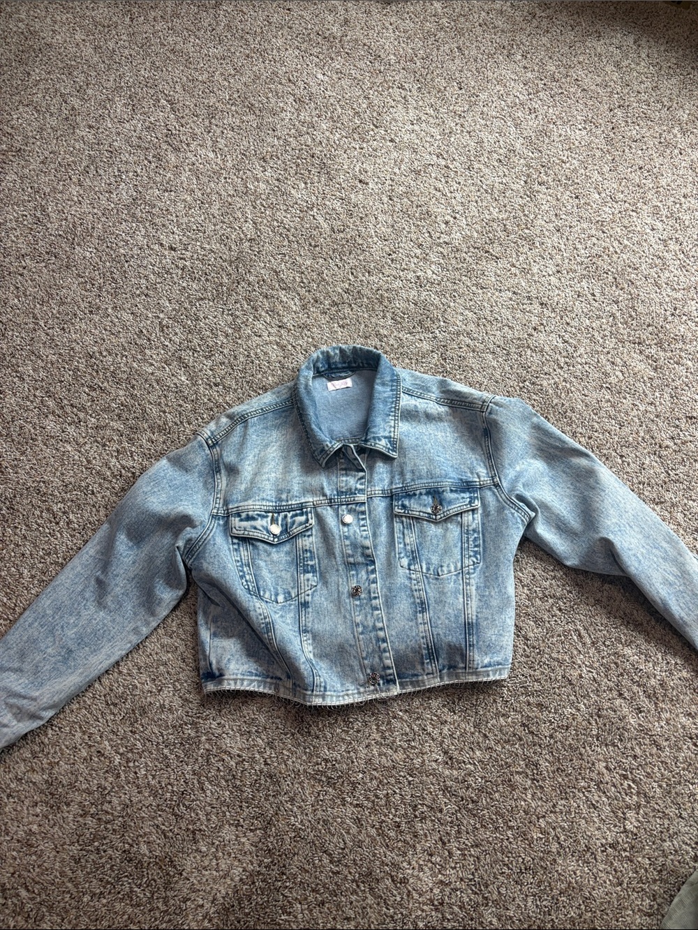 Pink Lily Cropped Denim Jacket – Women’s Large